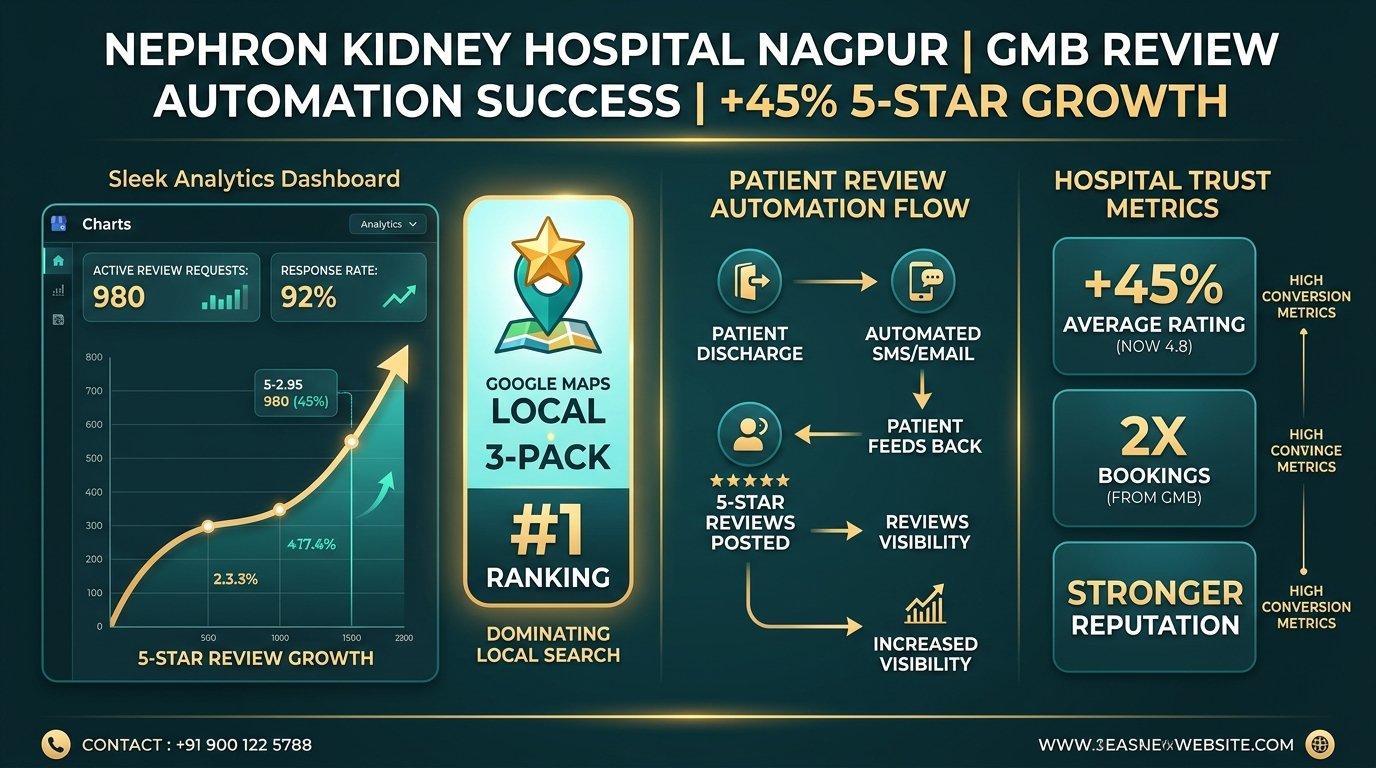 Nephron Kidney Hospital 2-click Google review assistant case study by Curve Metrics